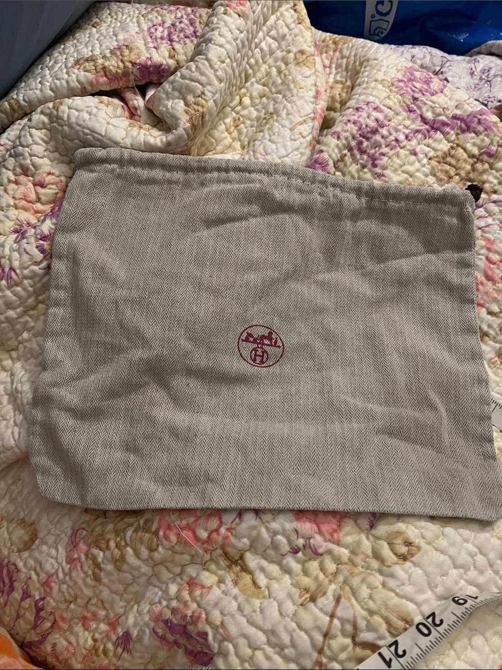 Hermes grey color Dust Bag with Red Logo